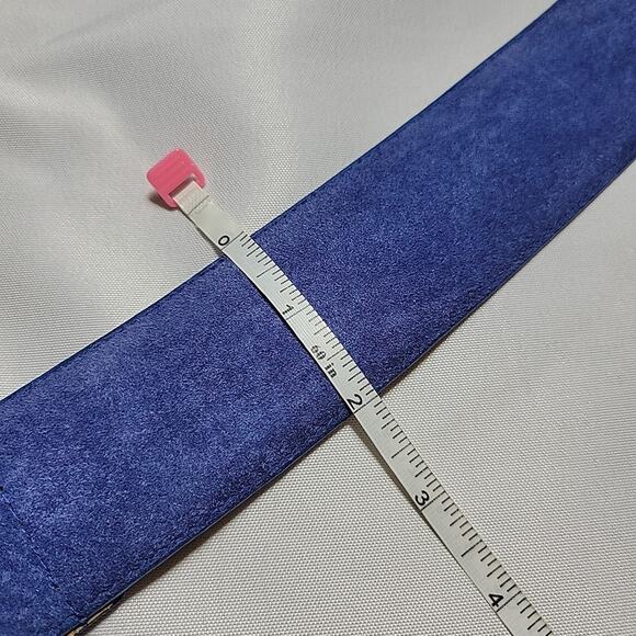 VTG Amanda Smith Women's Blue Leather Suede Wide 2” Belt Size XL - Picture 9 of 11
